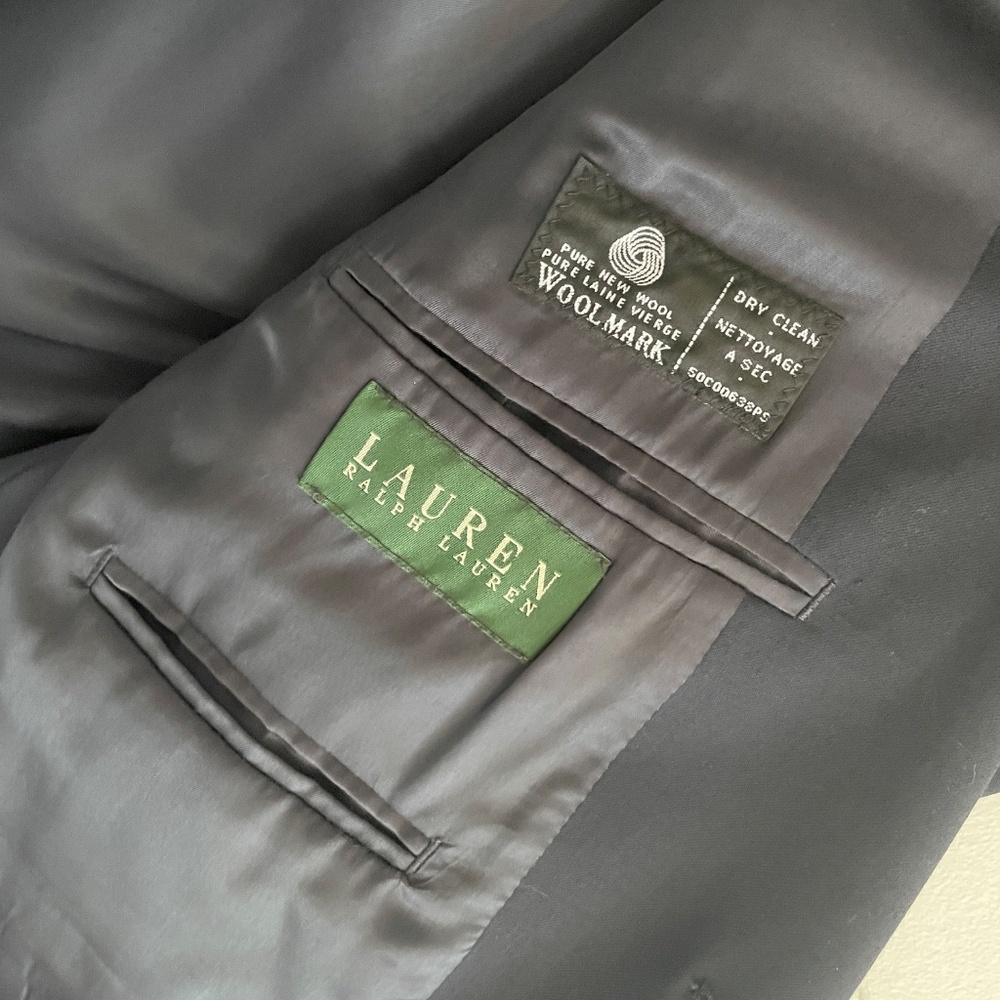 Vintage Lauren Ralph Lauren Gold Crest Wool Blazer Quiet Luxury Sz 42S-44S - Picture 5 of 13